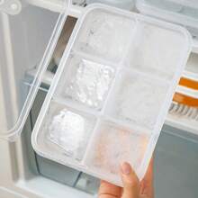 1 Piece / 2 Pieces Ice Cube Tray With Lid - 6 Cubes Per Tray, Ice Cubes Trays For Freezer With Box/Container, Ice Cube Tray Large For Baby Food, Cocktail, Ice Coffee And Blenders