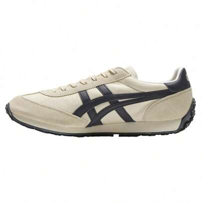 Onitsuka Tiger Edr 78 Leather & Synthetic Retro Sneakers, Durable & Lightweight Low-Top Casual Shoes, Unisex, Beige & Blue