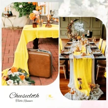1/3/6pcs Yellow Cheese Cloth Table Runners, 10ft Long Semi-Transparent Boho Or Rustic Style Table Linens For Wedding Arch, Bridal Shower, Holiday Party Decor - Multicolor - View 8