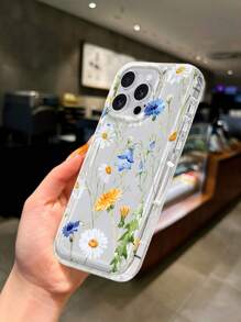1 件植物雏菊碎花图案防震透明手机壳带气垫保护适用于 15/11/12/13/14/XR/XS/Pro/Max/16/7 - 無色 - 查看 3