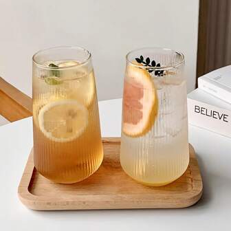 High Quality 16.91 Oz Striped Glass For Iced Coffee, Tea And Juice - Reusable,Coffee Cupschristmas Decoration,Christmas Gifts