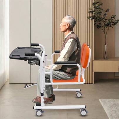 Quiltern Home Use Multi-Functional Hydraulic Lift Transfer Cart (Blue), Suitable For Bedridden Paralyzed Patients And Disabled Care, Multi-Purpose Wheelchair Transfer Aid