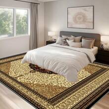 [Crystal Velvet 700g/㎡ Point-Printed Bottom, 5mm Thick] 1pc Bohemian Style Solid Color Area Rug, Soft Non-Slip Washable Carpet Suitable For Living Room, Bedroom, Kitchen, Office, Home Decor, Large Classroom Rug, Geometric Washable Rug