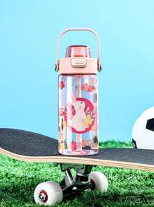 1pc600ml带吸管婴儿儿童水杯小学生卡通便携防摔塑料杯幼儿园学校户外用便捷水壶宝宝喝水杯