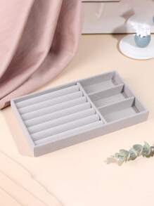 Luxury Soft Gray Velvet Jewelry Tray, Suitable For Rings, Earrings And Necklaces - Made Of Nylon, Elegant Tabletop Storage Display With Compartments For Earrings, Hoops And Gems, Jewelry Storage Organization Back To School