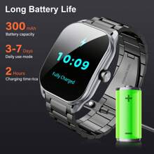 Hwagol 2.01英寸男士智能手表，具备通话功能、睡眠监测、计步器、可自定义壁纸、120多种运动模式，兼容安卓和iOS系统。 - 黑色鋼帶 - 查看 9