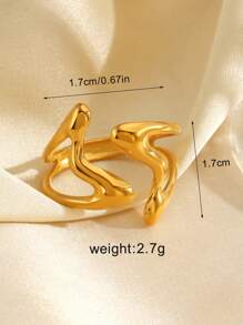 1pc Stainless Steel 18K Gold Plated Simple Geometric Open Ring, Suitable For Daily Wear For Women - Multicolor - View 10