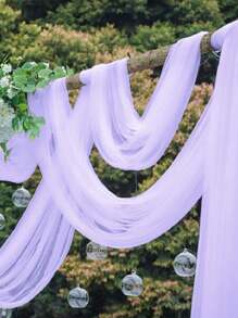 1卷透明欧根纱薄纱，婚礼仪式装饰，瑞士薄纱面料，适用于婚礼椅装饰、婚礼用品、DIY缝制网纱面纱，耐用材质，新娘送礼会装饰 - 紫色 - 查看 5