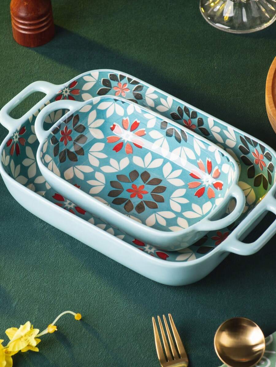 1/2 Bát đựng súp phong cách Bohemian bằng gốm sứ vẽ tay, bát đựng salad, đĩa đặc biệt, bát đựng mì, bát đựng bánh nướng, đồ dùng ăn uống cổ điển thích hợp cho gia đình, tiệc tùng, sử dụng tại nhà hàng, bữa tối gia đình, tiệc sinh nhật, tặng quà, khay nướng vui nhộn - Bát nướng Bohemian - Xem 1