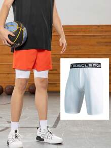 夏季健身男士紧身压缩运动短裤，高弹力速干运动健身训练跑步田径透气百慕大短裤