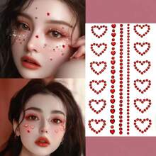 Rote Herz-Diamant-Strasssteine für das Gesicht, glitzernde Kristall-Acryl-Juwelen Aufkleber für Körper, Nägel, elektronische Musikfestivals, Hochzeit, Make-up Schönheitszubehör, transparente Perlen