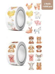 1卷动物贴纸奖励贴纸，可爱动物太空贴纸，办公用品激励贴纸，动物派对礼品贴纸，每卷500张，圣诞礼物创意，节日礼物推荐 - 多色 Style3 - 查看 22