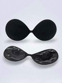 Invisible Strapless Sticky Silicone Bra Cups, Thick 3CM Gather & Lift Push Up Bra Pads For Small Bust, Hidden Bra Cups For Dresses & Gowns - Black - View 7