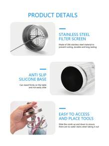 1个1000毫升/1500毫升理发店消毒罐，美容美甲师不锈钢玻璃过滤清洁杀菌容器，适用于美容美发沙龙工具、美发工具、美发产品及配件，是美容旅行必备品，也适用于理发师、发型师、理发师配件、情人节礼物、美发用品、发型师、理发店、沙龙、度假必备品、美发产品、理发店、情人节礼物、女士旅行必备品、发型师工具 - 無色 - 查看 6