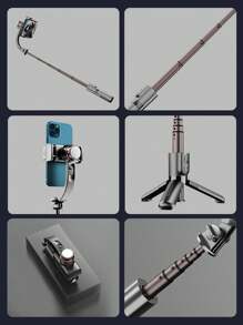 AXNEN Gimbal Stabilizer With Extendable Selfie Stick Tripod, With Fill Light And Wireless Remote Control, Compatible With Smartphones - Black and White - View 12