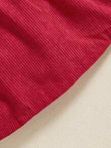 Baby Girls 2 Piece Suit Heart Pattern Ruffle Long Sleeve Round Neck Romper + Suspender Skirt - Rose Red - View 6