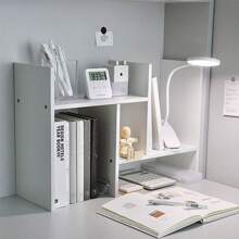 رف تخزين بسيط للمكتب في غرفة المعيشة قطعة واحدة، رف كتب خشبي أبيض بسيط، خزانة طاولة مبتكرة