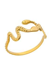 1 st. Gouden Kleur Roestvrijstalen Slangenringen Voor Vrouwen Mannen Open Verstelbare Ring Vintage Gotische Punk Feest Esthetische Sieraden