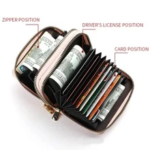 Women Multipurpose Small Card Holder Organ Type Clutch Bag Double Zipper Wallet PU Leather Coin Purse For Women Wallet Mini Wallet Purse Wallet Small Wallet