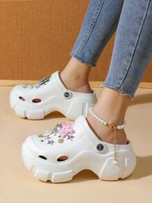 Women Platform Starfish Beach Sandals/Slippers With Thick Soles, DIY Summer Casual Elevated Slip-Resistant Wedge Shoes - White - View 3