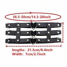 Women's Punk Leg Garters Thigh Chains, Black Gothic Heart Shape Leg Harness Accessories, Sexy Leg Decor, Hollow Thigh Chains, Personalized All-Match Heart Theme PU Leather Suspenders, Suitable For Daily Wear And Music Festivals, Great For Carnival Season