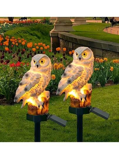 1 Solar LED Resin Owl Courtyard dekorativt ljus, halvinbäddad strålkastare med ljussensor, löstagbar fixeringsenhet, soldriven, inklusive installationsutrustning, 600mAh nickelbatteri - dekorativ gräsmatta ljus för trädgård, innergård, spår, uggla solljus, utomhus trädgårdsbelysning för bana, gård, uteplats, uteplats