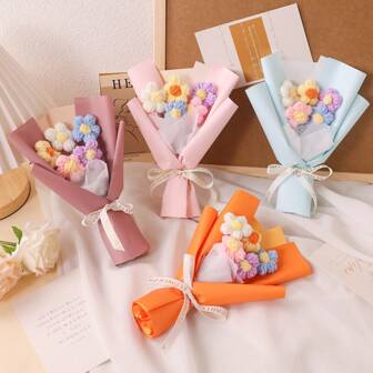 1 pieza Flor artificial de crochet simulada, decoración de mesa, decoración de pared, flor artificial, adecuada para regalo de cumpleaños, regalo de aniversario, regalo del Día de la Madre, regalo de Navidad, decoración de eventos y hogar, regalo del Día de San Valentín