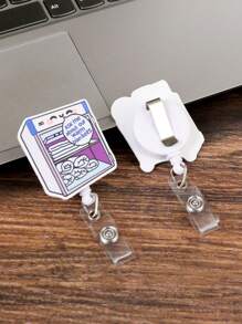 1pc Badge Reels Retractable Rotating Easy Pull Clip Badge Holders, ID Badge Holders Retractable With Clip, Cute Nurse Doctor Badge Reel For Student Meeting School Office,School Supplies,Back To School - one-size - View 3