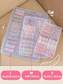 Large, Medium And Small Size Nail Art Transparent Dustproof Storage Box, Wearing Nail Piece Style Sample Display, Portable Travel, Large-Capacity Display, Double-Sided Finishing Book
