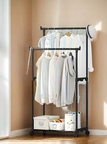1 pièce Étendoir à vêtements autoportant, séchoir à linge intérieur/extérieur sur pôle simple/double, portant mobile de vêtements pour la maison, le dortoir, les étudiants