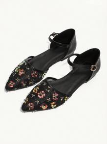 Damen Mode Pailletten Mesh Spitzschuh elegante Ballerinas