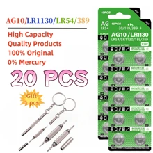 High Quality 10-50PCS AG10 LR1130 Button Cell Batteries 389A LR1130 LR54 L1131 189 1.55V High Capacity Battery For Watches Calculators With 1pc Screwdriver Gift - AG10LR1130 - View 2