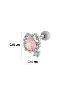Toppiercing 1pc Fashionable Minimalist Copper Zirconia Star Moon Flower Screw Thread Titanium Steel Cartilage Earring, Ear Bone Piercing Jewelry
