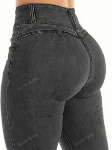 Women's High Waisted Butt Lifting Jeggings Pants, Fashionable Skinny Slim Fit Denim Trousers, Versatile For Dating, Commuting, Elegant Shopping