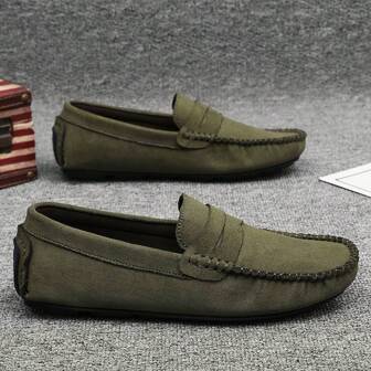 1 Pair Men's Casual Slip-On Loafers, Soft Bottom Moccasin Shoes