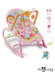 Silla Mecedora Vibradora De Bebé Musical Con Juegos Columpio Entretenimiento Relajante Divertido - Rosa - Ver 7