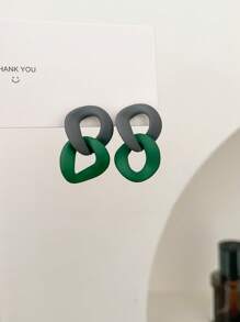 1 对经典彩色漆耳环 - 彩色 - 查看 3