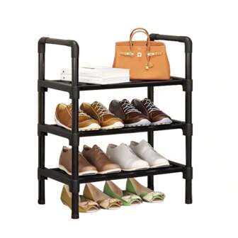3-Tier Stackable Small Shoe Rack, Entryway, Hallway And Closet Space Saving Shoe Shelf Storage And Organization