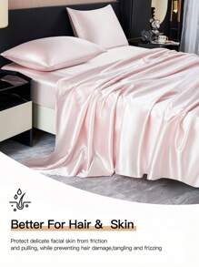 四件套柔软缎面床上用品，包含1个床笠、1个床单和2个枕套（不含枕芯）。奢华缎面床笠套装，尺寸可选：特大号、大号、标准大号、单人床。床笠深度可达11.8英寸。透气缎面枕套，抗皱，提升睡眠质量，尽显优雅酒店风范。是送给父母、朋友、宿舍或开学季的理想礼物。 - 淺粉色 - 查看 2