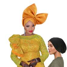 2件装大蝴蝶结头巾，时尚头饰发带，适合婚礼、派对、节日，在非洲和南美洲很受欢迎，也可作睡帽使用。 - 彩色 - 查看 6