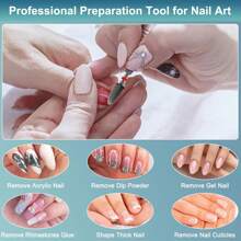 指甲钻头专业碳化钨指甲钻头去除凝胶丙烯酸角质层中等粒度，3 件