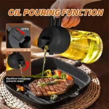 Bộ 4 bình xịt dầu ăn bằng nhựa 2 trong 1, bình đựng dầu ô liu bằng nhựa 15,8oz có chức năng phun sương và nhỏ giọt, bình xịt dầu bằng nhựa 470ml có bộ lọc chống tắc nghẽn, hộp đựng gia vị chống rò rỉ dùng trong nhà bếp, làm salad, chiên rán, nướng. - Nhiều màu - Xem 9