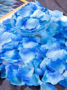 100 片人造无纺布玫瑰花瓣，婚礼、情人节、派对、节日、活动装饰，五彩纸屑，适用于桌面中心装饰 - 藍色漸變 - 查看 5