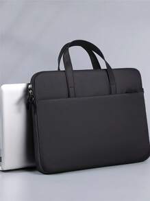 1pc Embroidery Customization Solid Color Simple And Lightweight Portable Laptop Bag, Portable Business Trip Waterproof Computer Protective Case, Zippered Office Computer Bag For Outdoors/Outings/Travel/Hiking/Stadium/Sports/Climbing, For Business/Commute/Work/Office, Travel