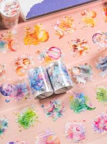1 rol aquarel tie-dye folie decoratieve tape, Galaxy thema Engels alfabet voor scrapbooking
