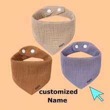 3 Pcs Baby Drool Bib, Customized Letter Embroidery, Solid Color Soft Absorbent Drool Bibs For Boys & Girls - Multicolor - View 4