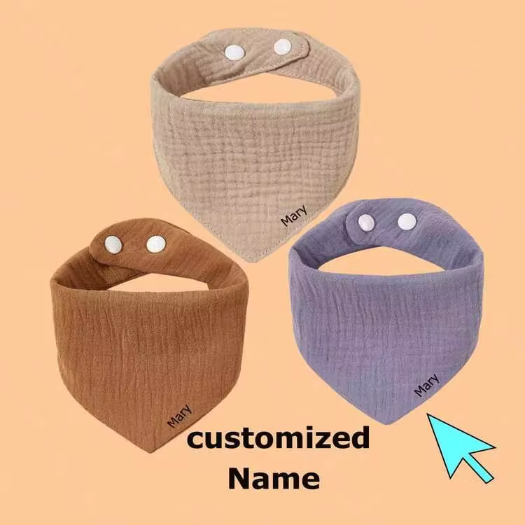 3 Pcs Baby Drool Bib, Customized Letter Embroidery, Solid Color Soft Absorbent Drool Bibs For Boys & Girls - Multicolor - View 4