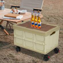 55L Foldable Cart Large Capacity Rolling Cart With 360° Rotatable Wheels Outdoor Camping Hiking Pinic Foldable Organizer Foldable Box For Store Home Office Kitchen Green - Green - View 1