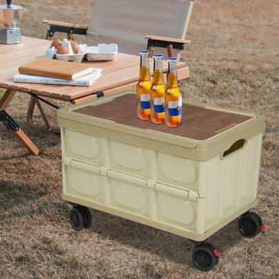 55L Foldable Cart Large Capacity Rolling Cart With 360° Rotatable Wheels Outdoor Camping Hiking Pinic Foldable Organizer Foldable Box For Store Home Office Kitchen Green