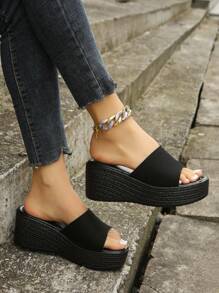 Women's Thick Sole Platform Sandals, Open Toe Strap Slide Sandals, Breathable, Comfortable For Daily, Vacation, Beach Wear